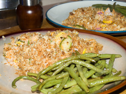 Summer squash casserole and roasted green beans.jpg